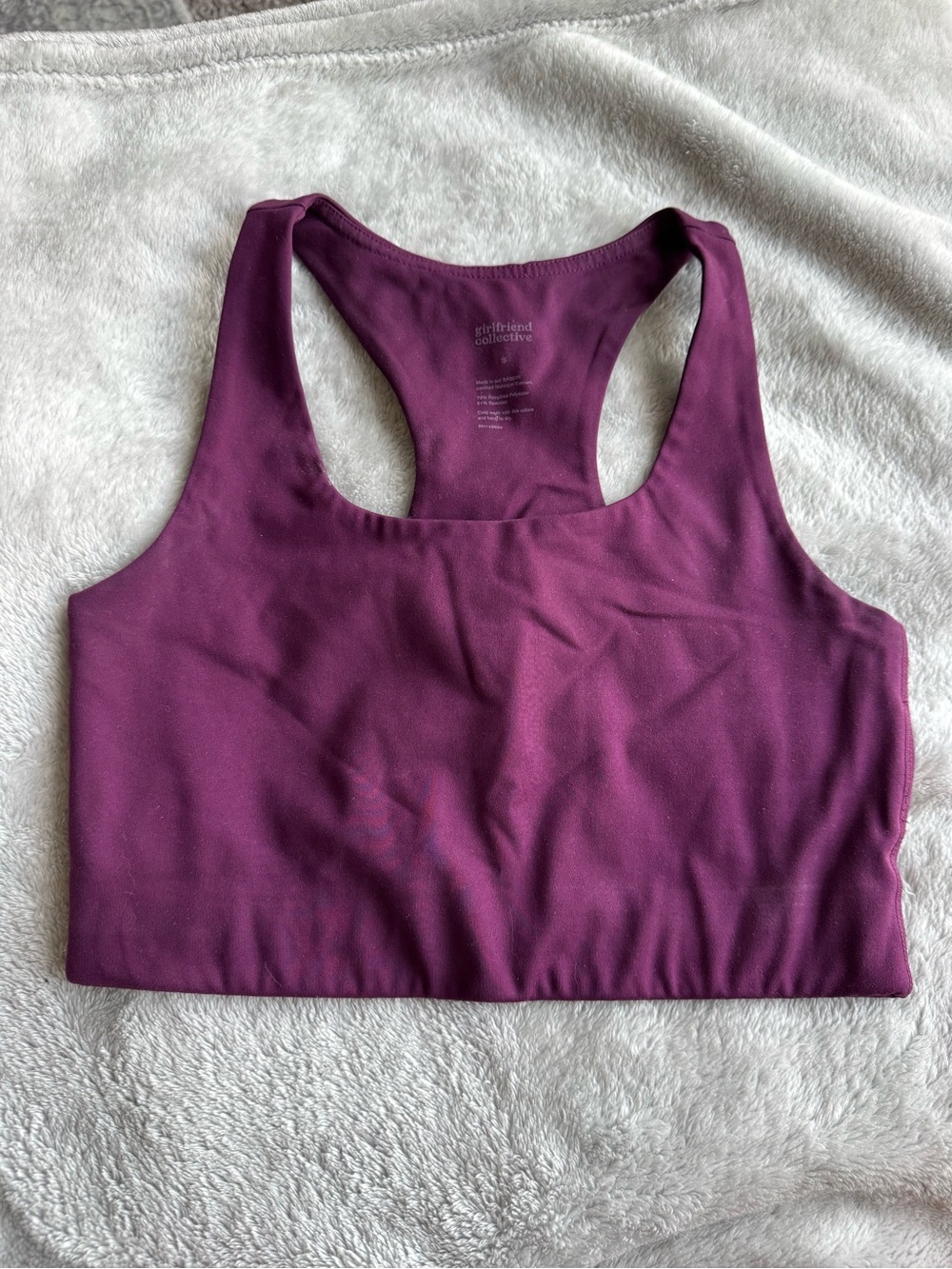girlfriend collective Deep Plum Paloma Racerback Sports Bra - S